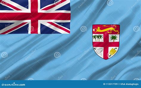 Fiji Flag Waving With The Wind D Illustration Stock Illustration