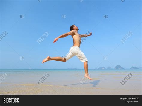 Semi Naked Man Jumping Image Photo Free Trial Bigstock