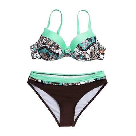 Piece Bikinis V Neck For Women Womens Padded Push Up Bra Bikini Set Swimsuit Bathing Suit