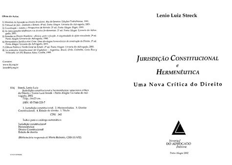 PDF LENIO LUIZ STRECK Jurisdição Constitucional e Hermenêutica