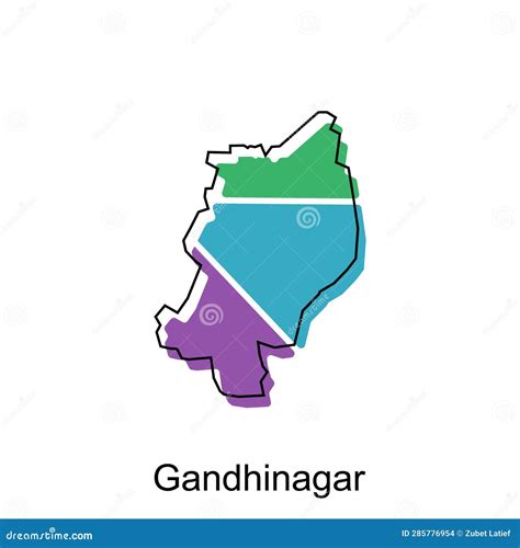 Gandhinagar District Gujarat State, Republic Of India Map Vector ...