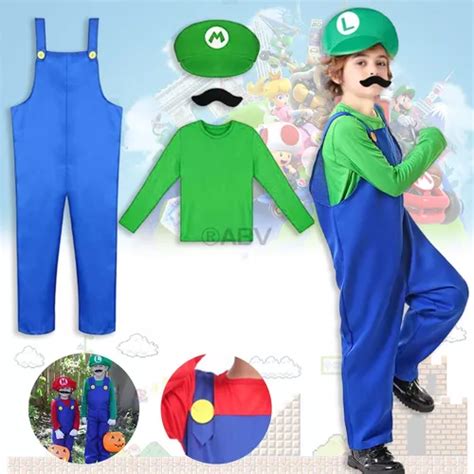 Disfraz Super Mario Bros Y Luigi Cosplay Superheroe Niño Halloween