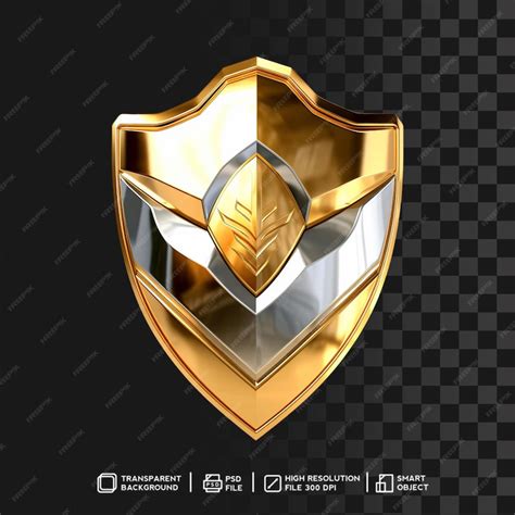 Premium Psd Premium Quality 3d Render Golden Metallic Shiny Shield With Abstract Pattern