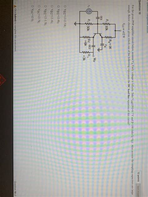 Solved Question Points For The Given Pnp Amplifier Chegg