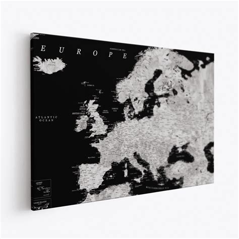 Canvastavla Black And Grey Detailed Map Of Europe Tavla K P Fr N