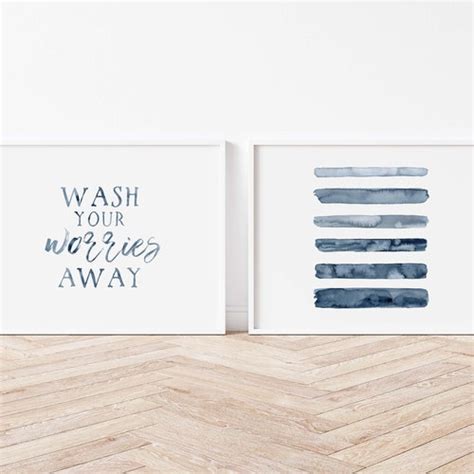 Wash Your Worries Away Bathroom Wall Art Printable Art Etsy