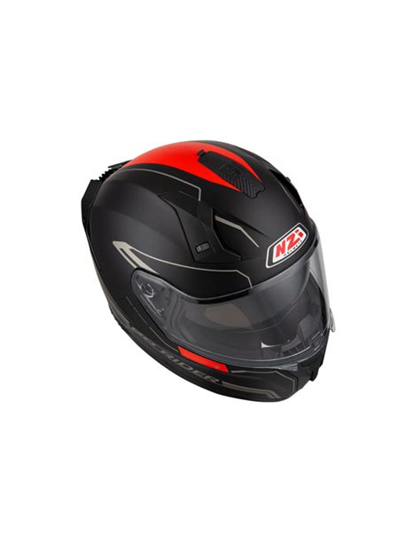 Casco Nzi Go Rider Stream Solid Nouveau Black Red Matt Motoideas