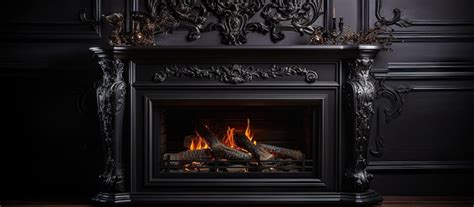 Premium AI Image | Up close view of modern black fireplace