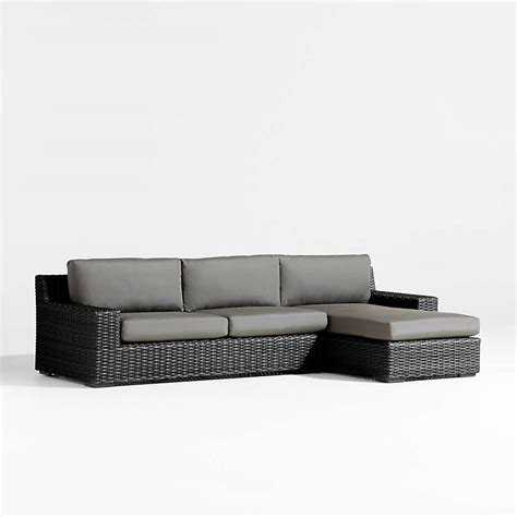 Abaco Resin Wicker Charcoal Grey 2 Piece Right Arm Chaise Outdoor Sectional Sofa With Graphite