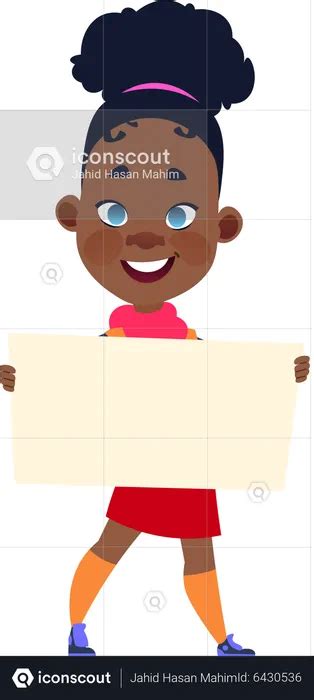 Happy African Girl Holding Banner Illustration Free Download People