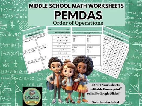 Order Of Operations Pemdas Middle School Math Worksheets Teaching