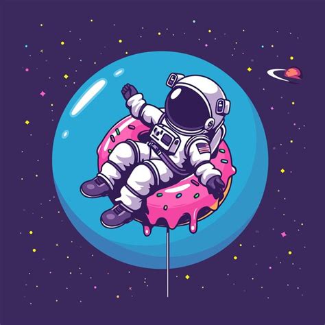 Astronauta Flotando En El Espacio En El Globo Vector Premium