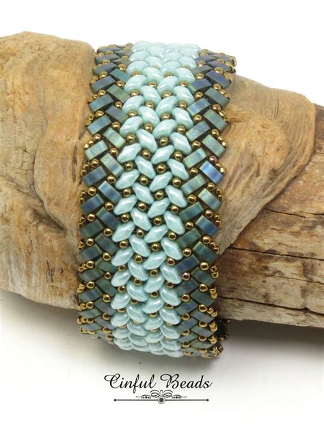 Superduo And Half Tila Herringbone Bracelet Luster Seafoam Etsy