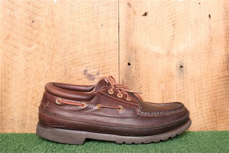 Men S Sz D Vintage Russell Moccasin Co Brown Leather Double Bottom