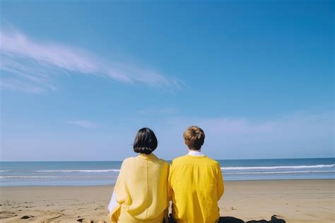 Premium AI Image | a couple sitting on a beach sweet couple happy relax ...