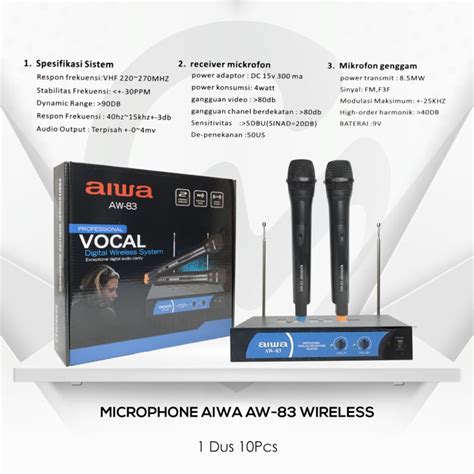 Jual Mic Wireless Aiwa Aw Tanpa Kabel Microphone Double Wireless Aw