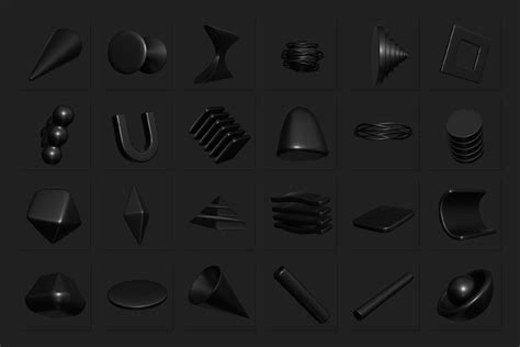 240 Black Abstract 3d Shapes Design Cuts