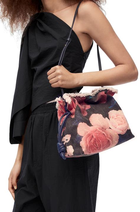 Loewe Roses Flamenco Clutch In Denim in Black | Lyst