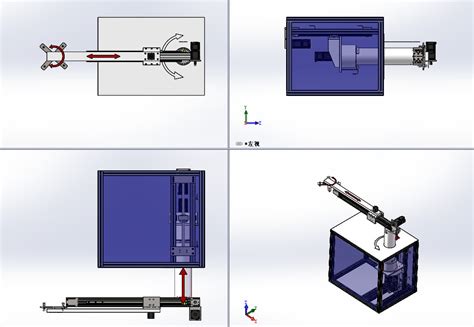 伺服四轴冲压机械手摆臂机器人油压机冲床取料机械手3d图纸 Solidworks 2016 模型图纸下载 懒石网