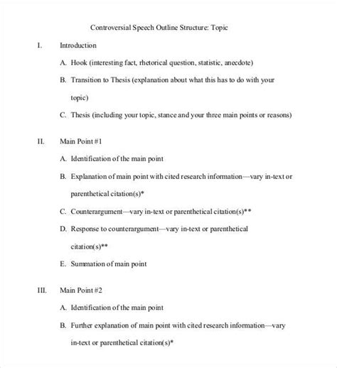 29 Speech Outline Templates Pdf Doc