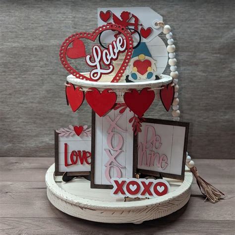 Pieces Valentines Day Gnome Tiered Tray With Tiered Tray Blue