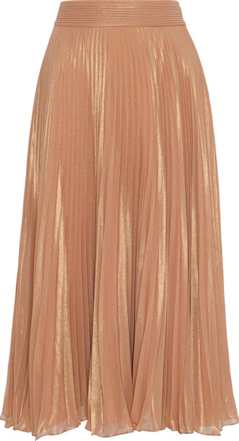 Andres Otalora Kauro Pleated Lamé Midi Skirt ShopStyle