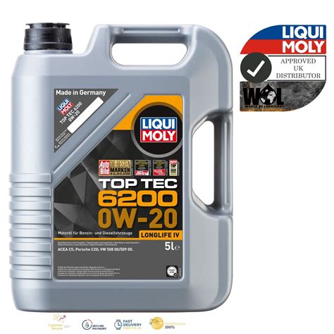 Liqui Moly 0W 20 Top Tec 6200 Engine Oil Porsche C20 VW 508 00 509 00