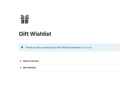 Gift Wishlist | Notion Template