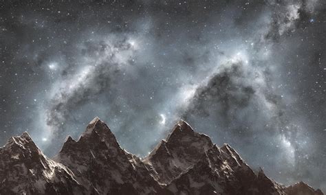 Premium Photo | High mountains and night starry sky