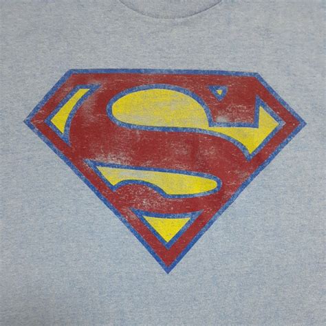 Superman Distressed Logo Dc Mens Size Medium Heather Gem