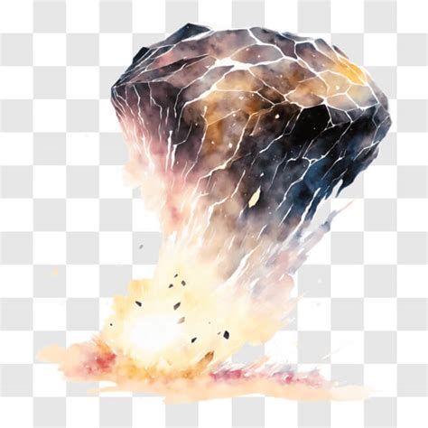 Descarga Ilustración De Acuarela De Meteorito Explotando Pngs En Línea Creative Fabrica