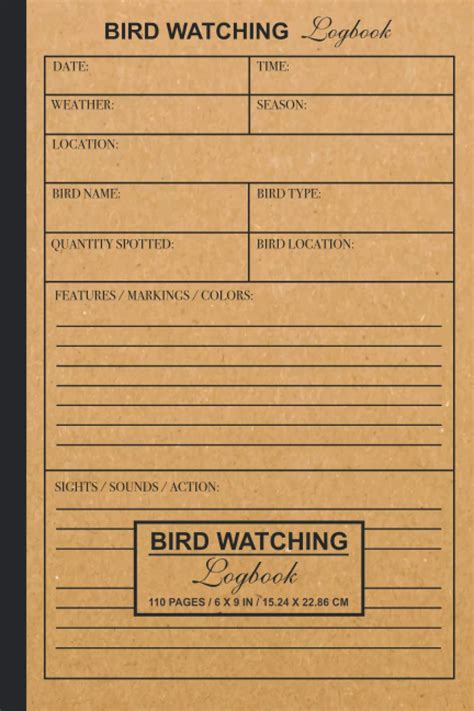 Bird Watching Logbook A Birdwatching Journal For Bird Watchers And