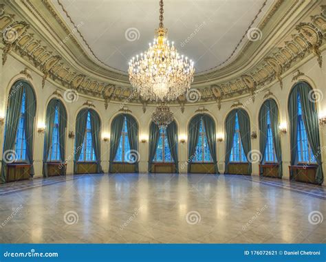 Big Castle Dancind Room with Candelabra in Th Middle. Castle Interior ...