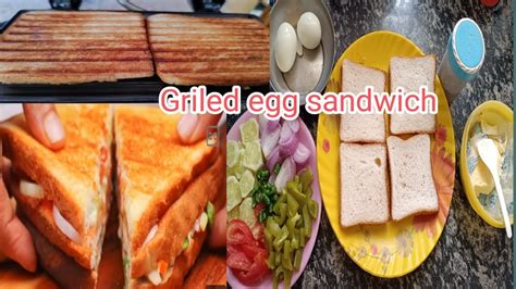 Grilled Egg Sandwich🍔 Ll Easy Breakfast Recipe Sandwich Ll Veg Club Sandwich Ll Yummy Egg