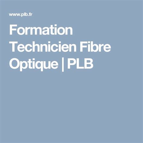 The Words Formation Technicen Fibre Opttiquee Plb On A Blue Background