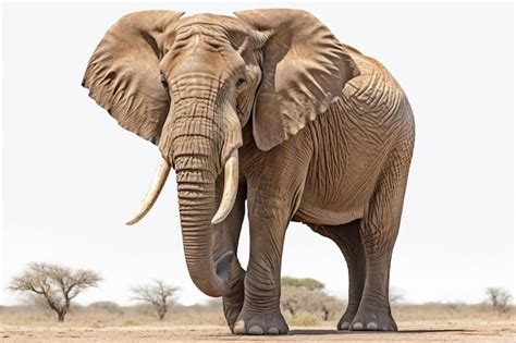 Elefante Africano Aislado Frente Al Fondo Blanco Generado Por Ai Foto