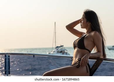 Sexy Asian Women Black Bikini Sunset Stock Photo Shutterstock