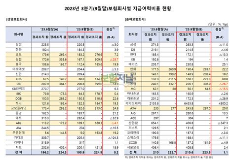 해지리스크 증가 보험사 킥스비율 발목경과조치불구 Kdb생명·mg손보 150 미만