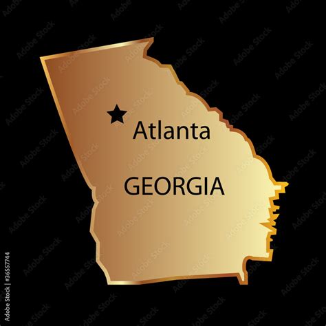 Gold georgia state map with capital name Stock Vector | Adobe Stock