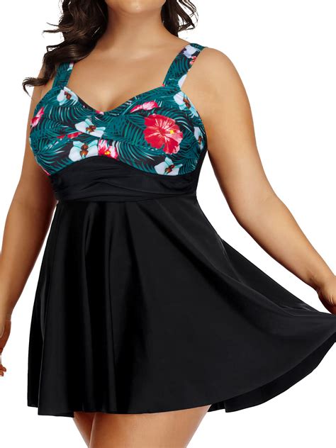 Rivelino Plus Size Two Piece Tankini Swimsuits For Women Bathing Suits Flowy Swim Dress With