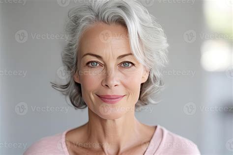 Beautiful Gorgeous S Mid Aged Mature Woman Looking At Camera Isolated