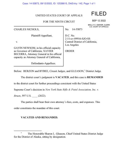 Nichols V Newsom 9th Circuit The Ninth Circuit Has Vacated And Remanded A Lawsuit That