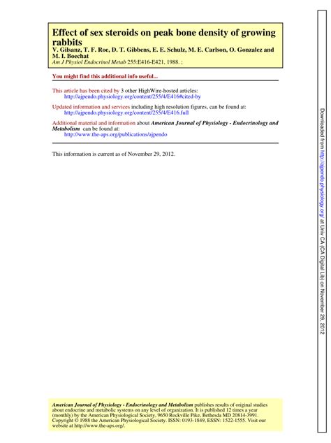 PDF Effect Of Sex Steroids On Peak Bone Density Of Growing Rabbits