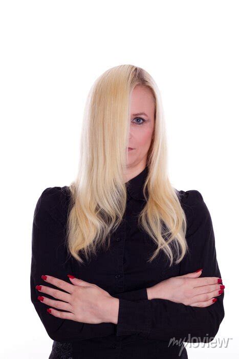 Langhaarige Blonde Frau Mit Haarstr Hne Vor Dem Auge Und Verschr Nkten Wall Mural Murals