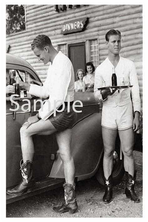 Vintage 1940 S Photo Sexy Male Carhops Show Nude Legs In Etsy