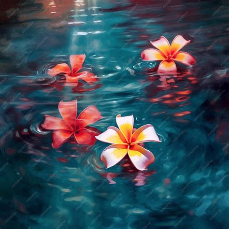 Premium AI Image | A painting of flowers floating in water