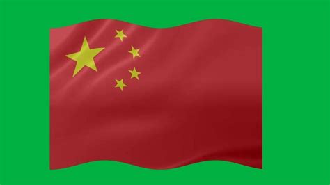 China waving flag with 3d glowing shade isolated on green background ...