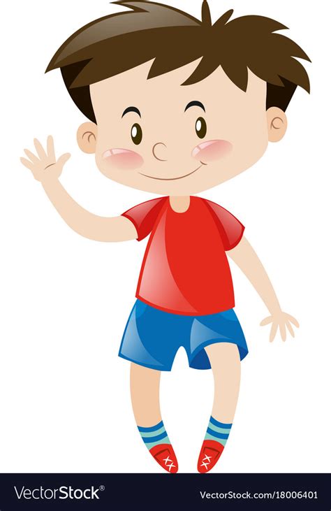 Little boy in red greeting hello Royalty Free Vector Image