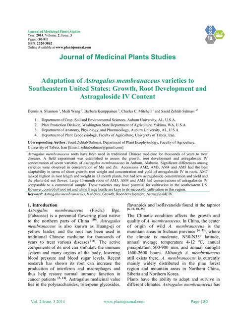 PDF Adaptation Of Astragalus Membranaceus Varieties To AM4