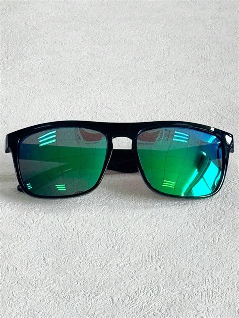 Square Frame Polarized Sunglasses For Men With Unique Temple Design And